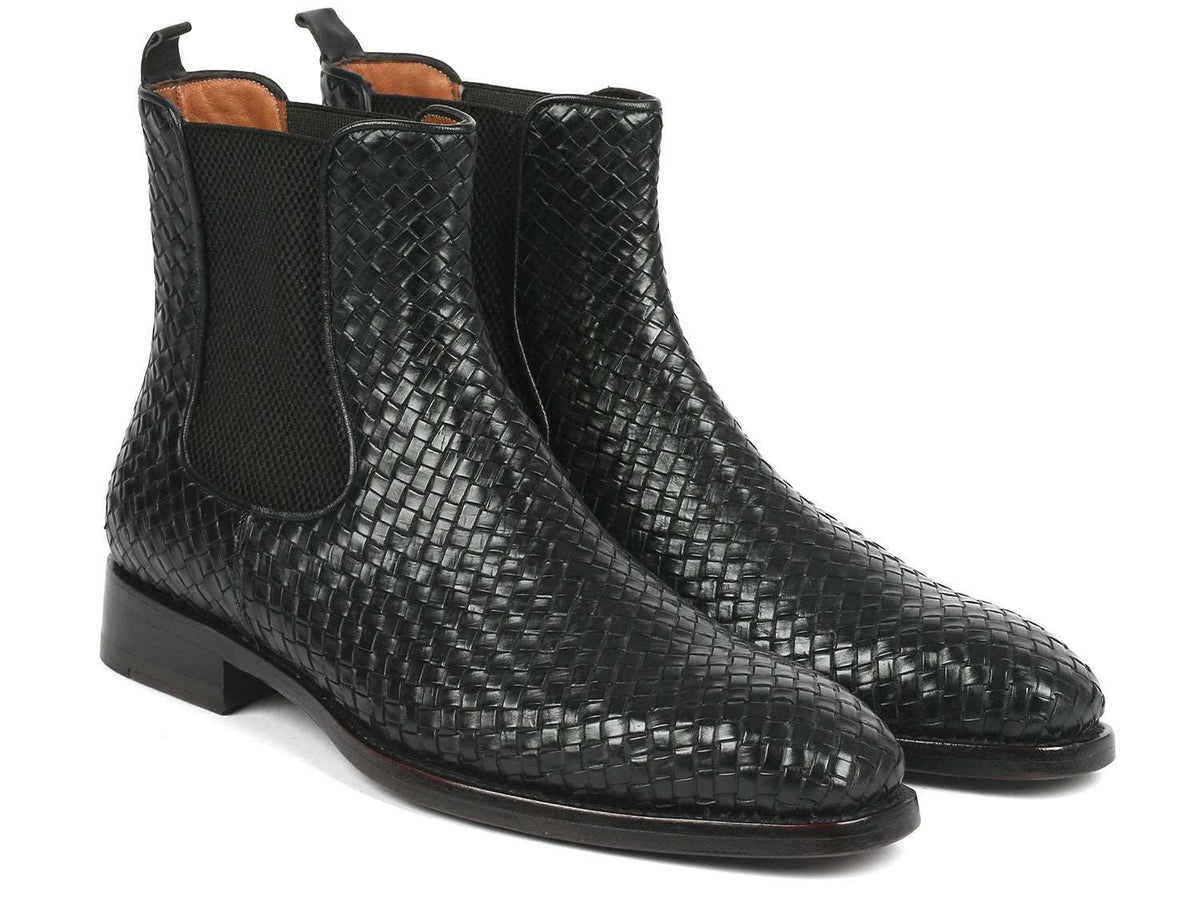 Produktion Udstråle Gå op og ned Paul Parkman Black Woven Leather Chelsea Boots | WKshoes