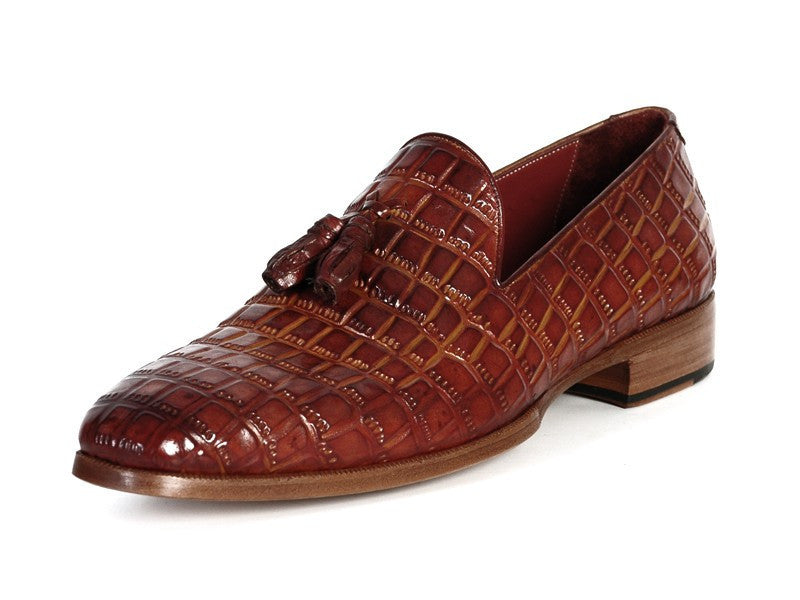 Paul Parkman Light Brown Crocodile Embossed Derby Shoes EU 47 - US 13