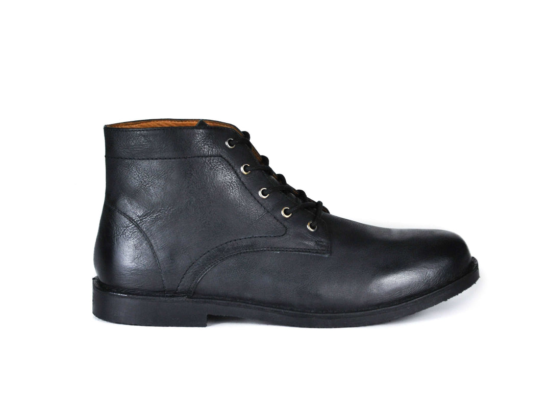 Hound and Hammer Men's Laced Leather Boots, Black - WKshoes