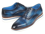 Paul Parkman Men's Blue Leather Smart Casual Oxfords - WKshoes