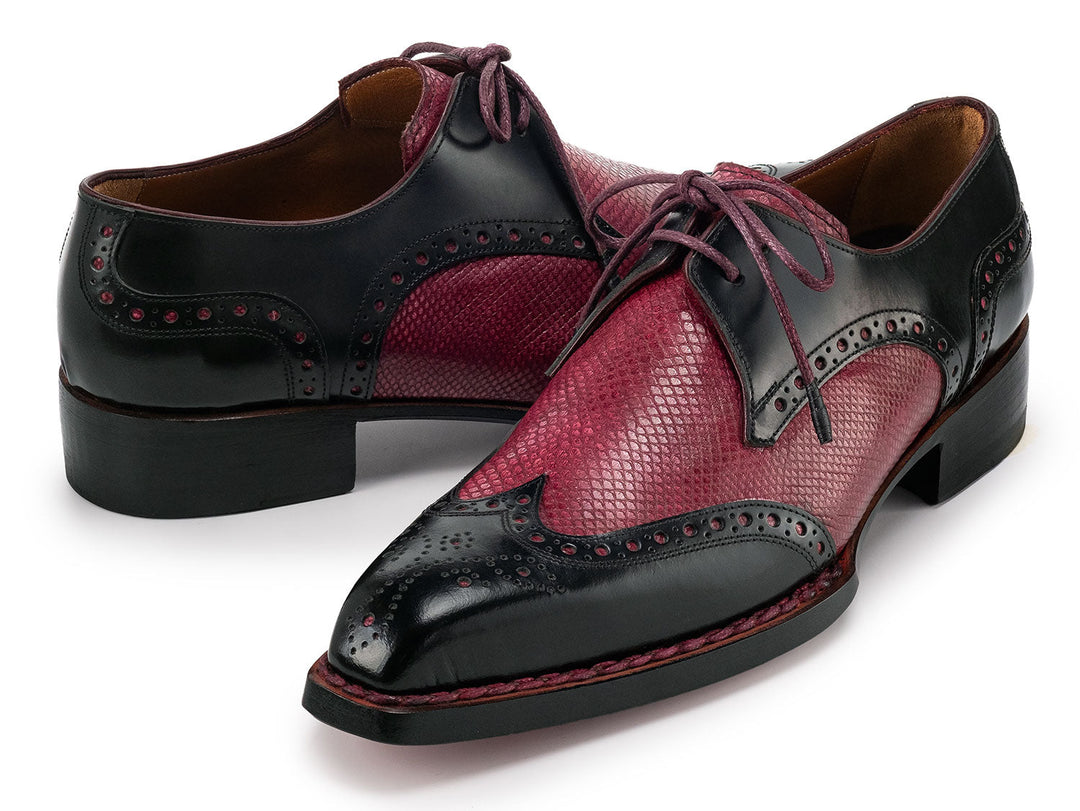 Paul Parkman men's hand-welted derby shoes with black and red leather