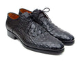 Paul Parkman Black Crocodile Embossed Derby Shoes