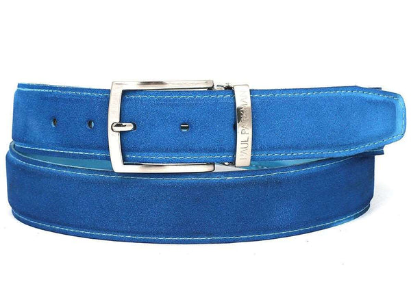 PAUL PARKMAN Men's Blue Suede Belt (ID#B06-BLU) - WKshoes