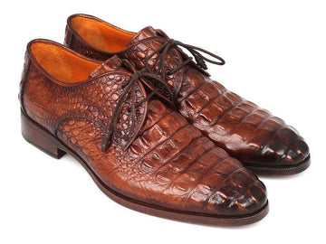 Paul Parkman Light Brown Crocodile Embossed Derby Shoes