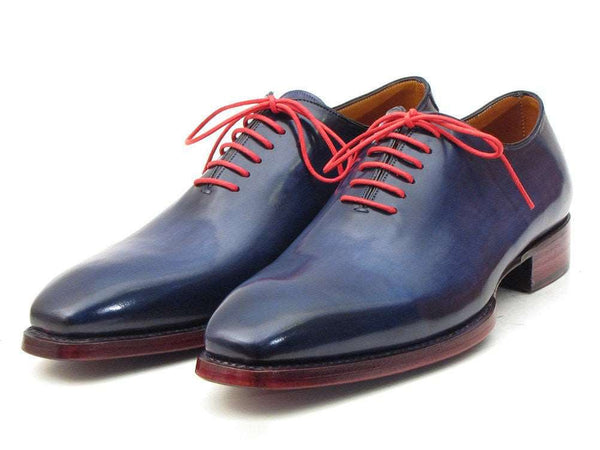 Paul Parkman Goodyear Welted Wholecut Oxfords Navy Blue Hand-Painted (ID#044CR) - WKshoes
