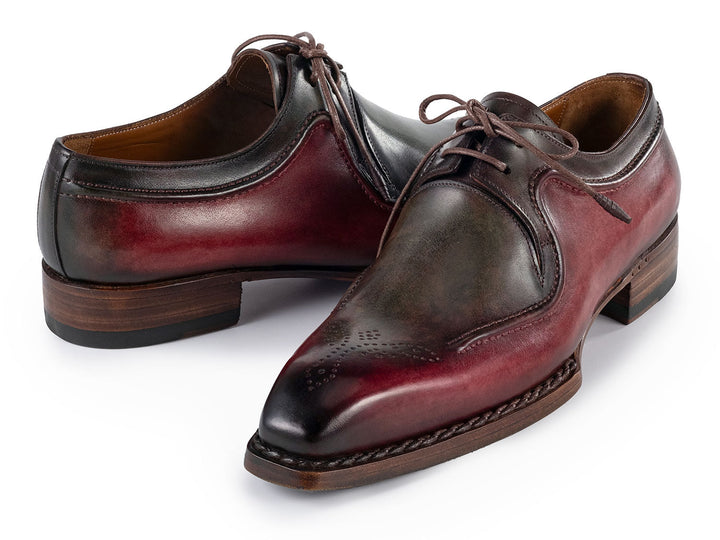 Handcrafted Paul Parkman Men's Green & Brown Leather Derby Shoes with elegant design and durable construction