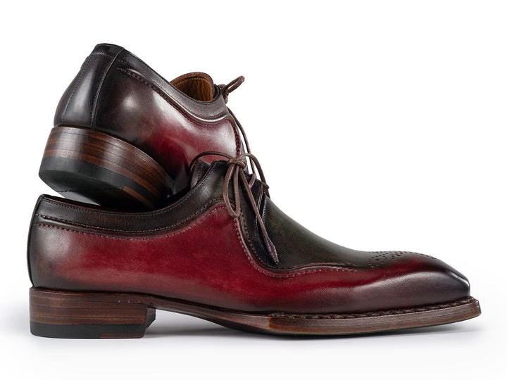 Luxurious Paul Parkman Men's Hand-Welted Green & Brown Leather Derby Shoes for sophisticated style and superior quality