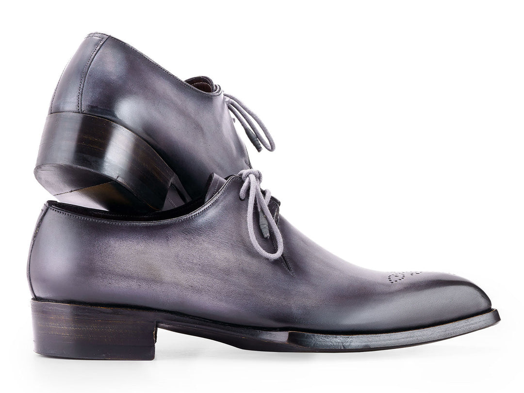  Side view of Paul Parkman Goodyear Welted Derby Shoes in gray 