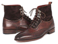 Paul Parkman Men's Brown Suede & Calfskin Wingtip Boots