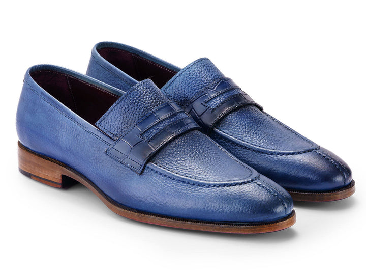 Paul Parkman men's blue split toe loafer shoes with elegant design and comfortable fit