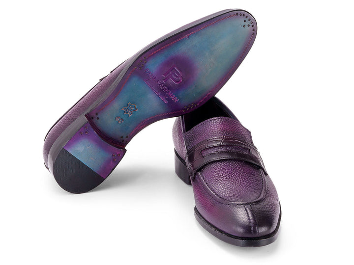 Handcrafted luxury purple loafers for men by Paul Parkman