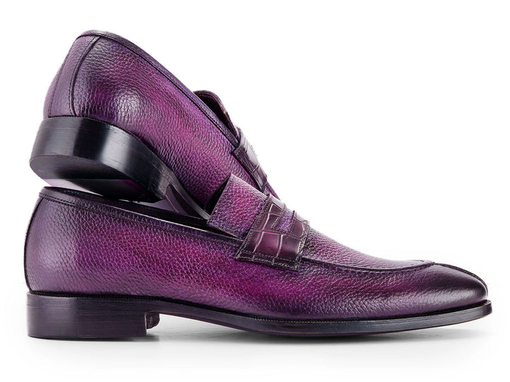 High quality handmade men's loafers in rich purple color