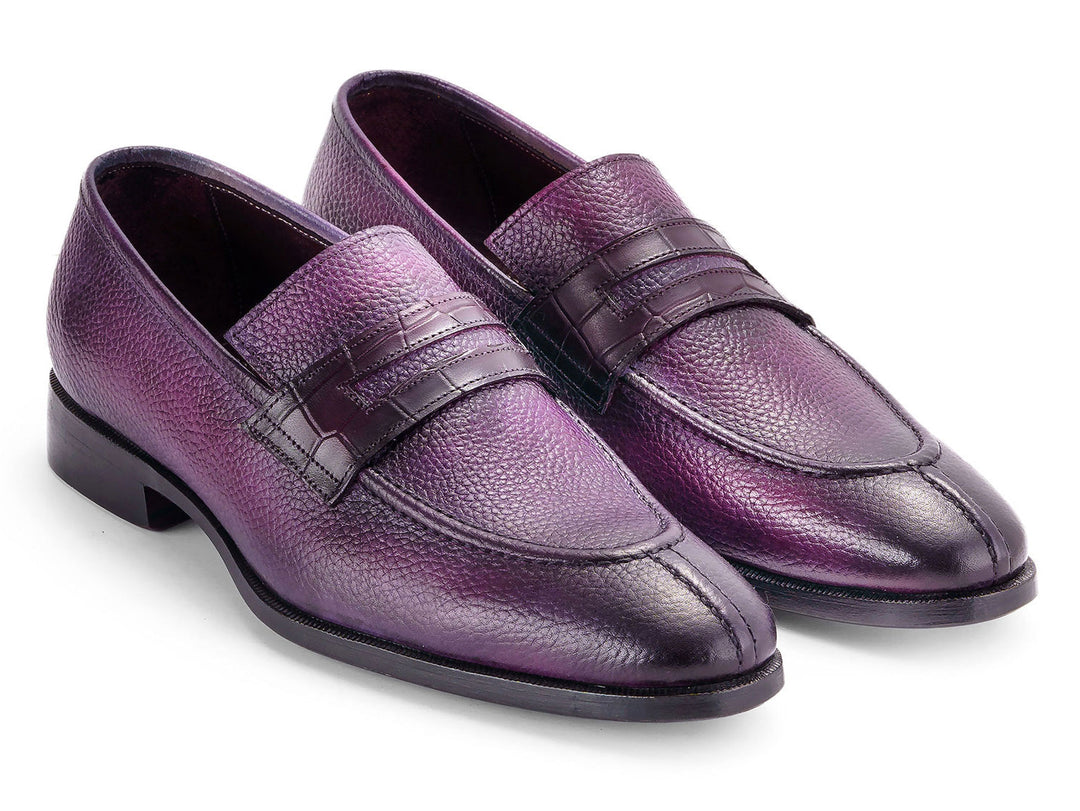 Paul Parkman Men's Split Toe Loafer Shoes Purple on white background