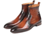 Paul Parkman Brown Burnished Side Zipper Boots - WKshoes