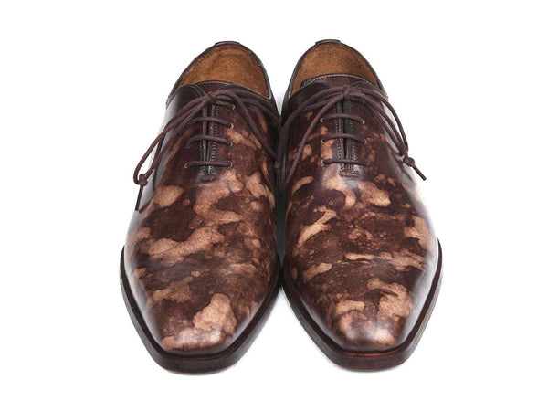 Paul Parkman Camouflage Hand-Painted Wholecut Brown Oxfords - WKshoes