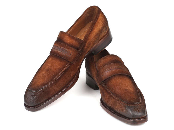 Paul Parkman Brown Antique Suede Goodyear Welted Loafers - WKshoes