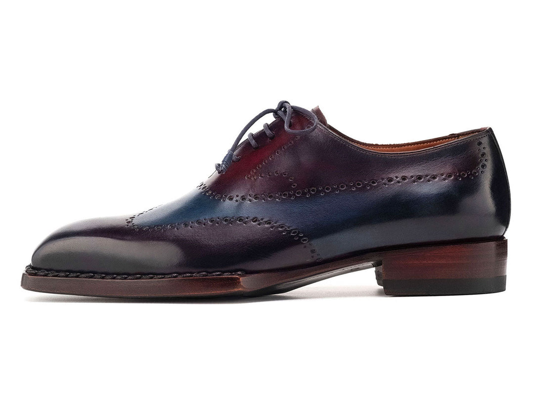 Paul Parkman Goodyear Welted Men's Wingtip Oxfords in rich Bordeaux & Blue leather with classic brogue detailing and durable construction for long-lasting style and comfort (ID#81BRL94)