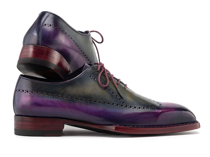 A stylish pair of Paul Parkman Purple & Grey Wingtip Oxfords