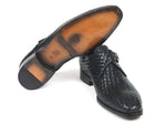 Paul Parkman Black Woven Leather Single Monkstrap - WKshoes