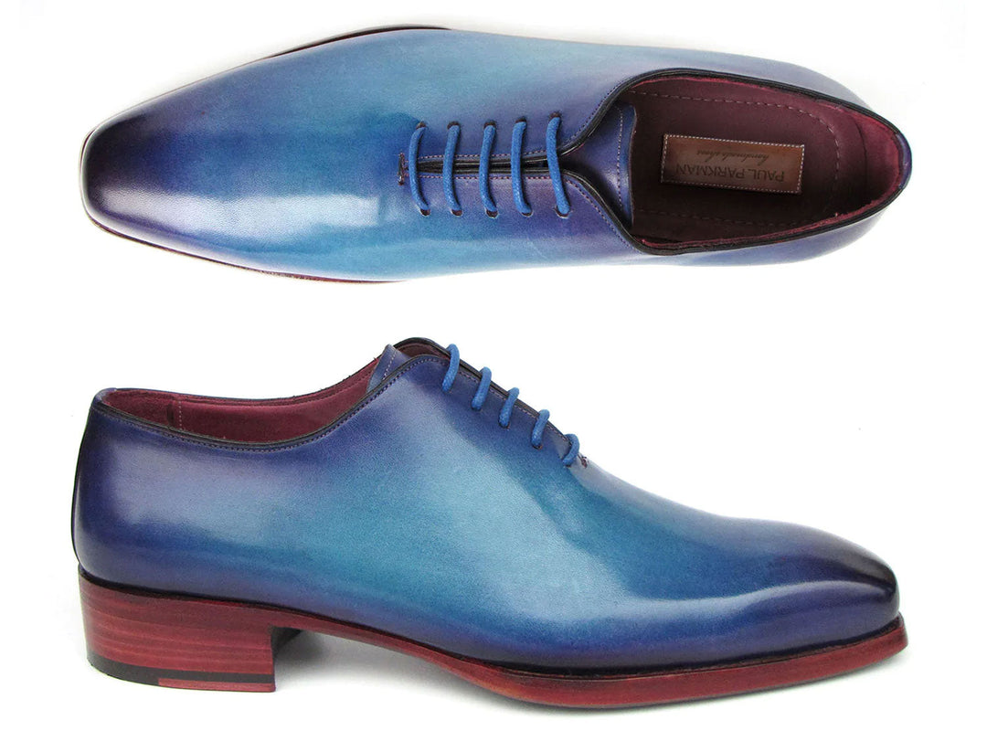 Handcrafted Paul Parkman Goodyear Welted Wholecut Oxfords in Blue & Turquoise for a stylish and elegant look