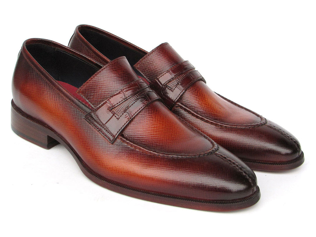 Handcrafted Paul Parkman tobacco-colored split toe loafer shoes for men