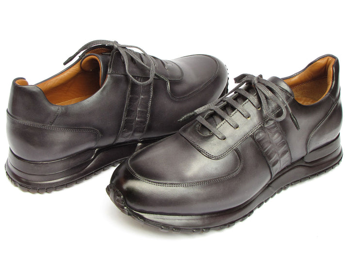 Paul Parkman Men's Gray & Black Patina Sneakers, stylish and comfortable footwear for everyday wear