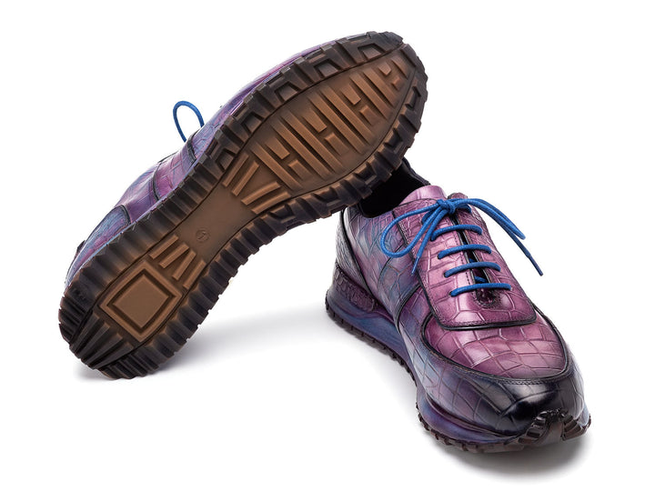 Paul Parkman Men's Blue & Purple Textured Leather Sneakers, ID#LB704PNB, with stylish design and comfortable fit for casual wear