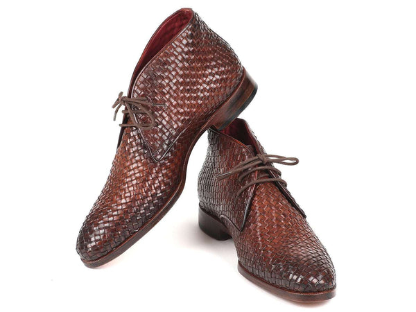 Paul Parkman Men's Brown Woven Leather Chukka Boots (ID#CK82WVN) - WKshoes