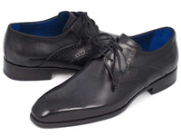 Paul Parkman Men's Black Medallion Toe Derby Shoes (ID#6584-BLK) - WKshoes