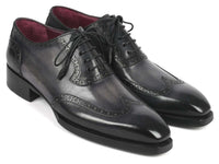 Paul Parkman Goodyear Welted Men's Wingtip Oxfords Black & Gray (ID#6819-GRY) - WKshoes