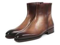 Paul Parkman Brown Burnished Side Zipper Boots Goodyear Welted - WKshoes
