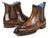 Paul Parkman Brown Hand-painted Chelsea Boots Goodyear Welted - WKshoes