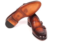 Paul Parkman Men's Brown Double Monkstrap Shoes (ID#HT61BRW) - WKshoes