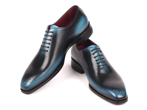 Paul Parkman Men's Black & Blue Wholecut Oxfords (ID#KR884BLU) - WKshoes