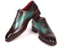 Paul Parkman Goodyear Welted Wingtip Oxfords Brown & Turquoise (ID#081-BTQ) - WKshoes