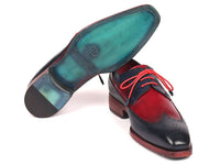 Paul Parkman Goodyear Welted Wingtip Derby Shoes Navy & Bordeaux (ID#511N85) - WKshoes