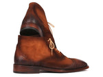 Paul Parkman Antique Suede Brown Cap Toe Ankle Boots - WKshoes
