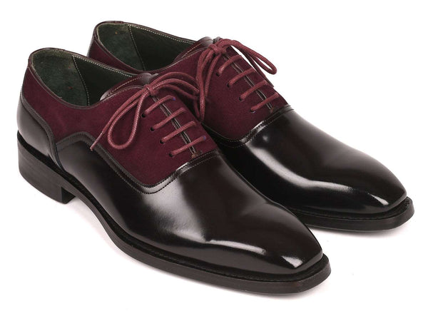 Paul Parkman Men's Burgundy Suede & Black Patent Oxfords (ID#17BUR85) - WKshoes
