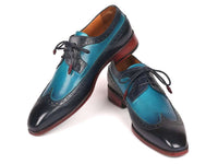 Paul Parkman Men's Blue Dual Tone Wingtip Derby Shoes (ID#6931BLU) - WKshoes