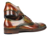 Paul Parkman Men's Cap Toe Oxfords Green & Brown (ID#266GB79) - WKshoes