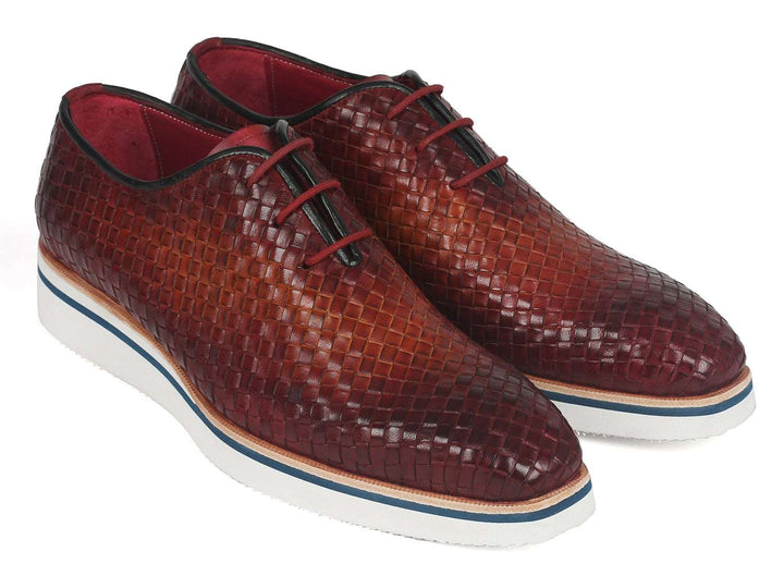 Paul Parkman Men's Brown Woven Leather Smart Casual Shoes (ID#182-RDH-BRW) - WKshoes