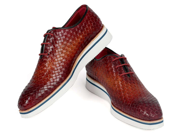 Paul Parkman Men's Brown Woven Leather Smart Casual Shoes (ID#182-RDH-BRW) - WKshoes