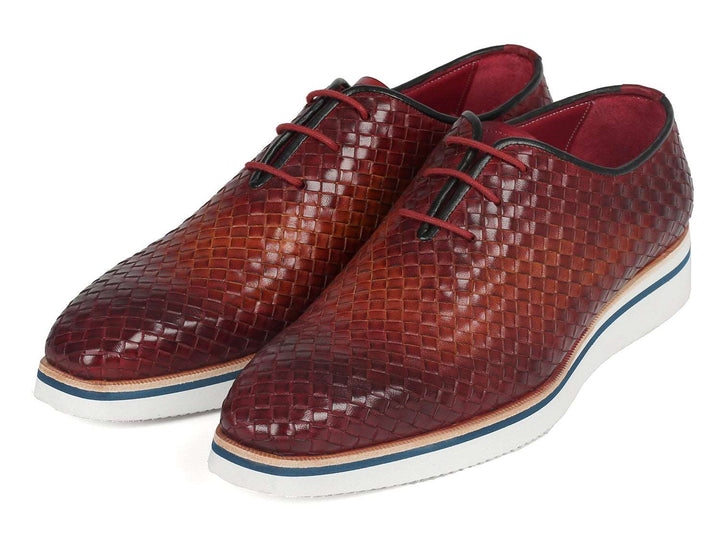 Paul Parkman Men's Brown Woven Leather Smart Casual Shoes (ID#182-RDH-BRW) - WKshoes