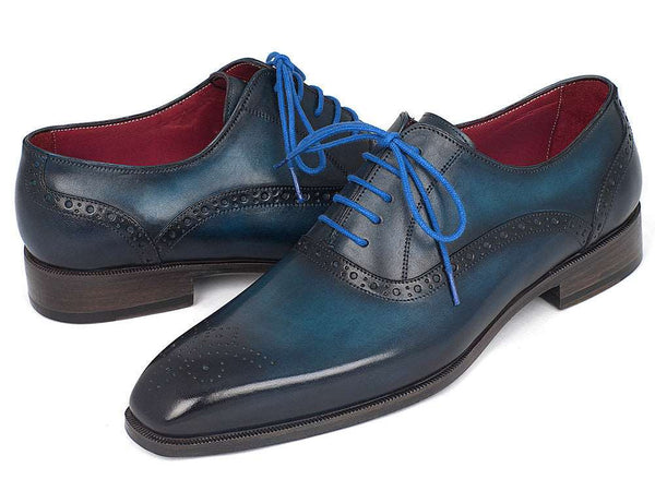Paul Parkman Men's Blue & Navy Medallion Toe Oxfords (ID#FS88VA) - WKshoes