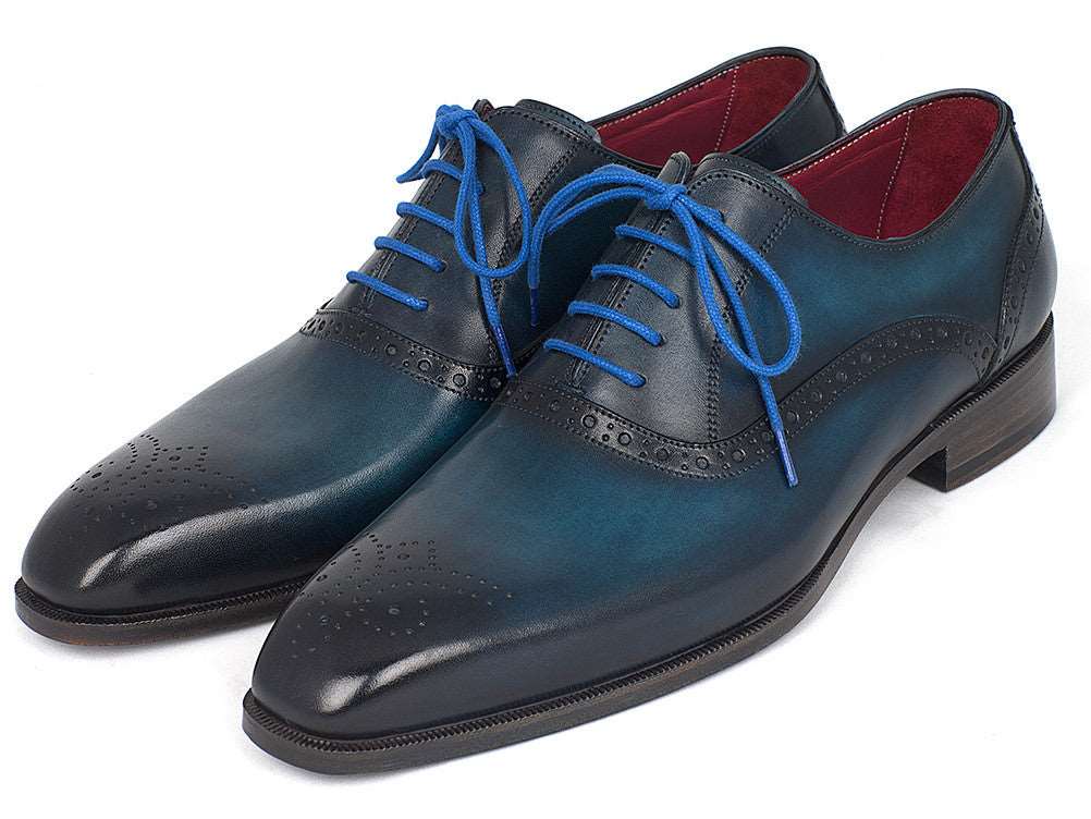 Paul Parkman Men's Blue & Navy Medallion Toe Oxfords (ID#FS88VA) - WKshoes
