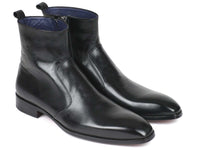 Paul Parkman Black Leather Side Zipper Dress Boots - WKshoes