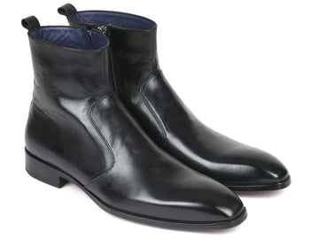 Paul Parkman Black Leather Side Zipper Dress Boots