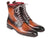 Paul Parkman Men's Brown Burnished Leather Lace-Up Boots (ID#BT534-BRW) - WKshoes