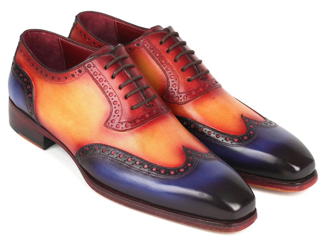 Handcrafted Paul Parkman Goodyear Welted Men's Wingtip Oxfords Multicolor shoes (ID#6819-MLT)