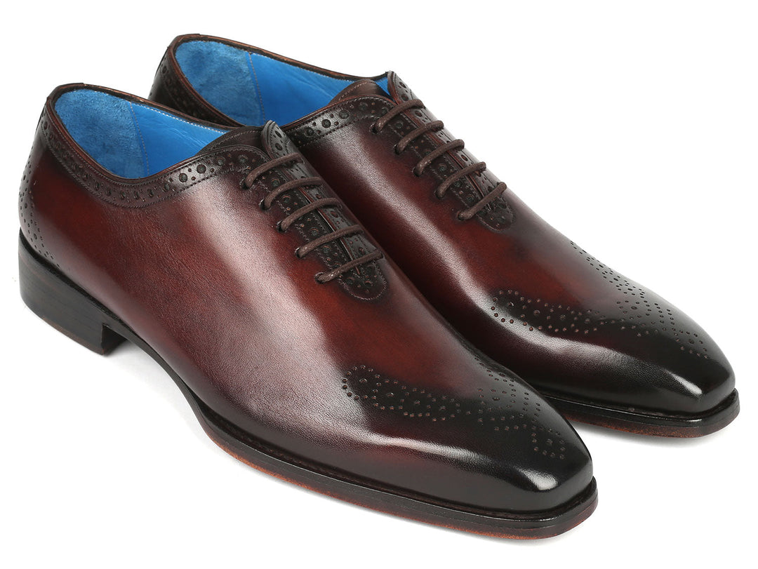 Handcrafted Paul Parkman Goodyear Welted Punched Oxfords in rich brown leather (ID#7614-BRW) with elegant brogue detailing and timeless style